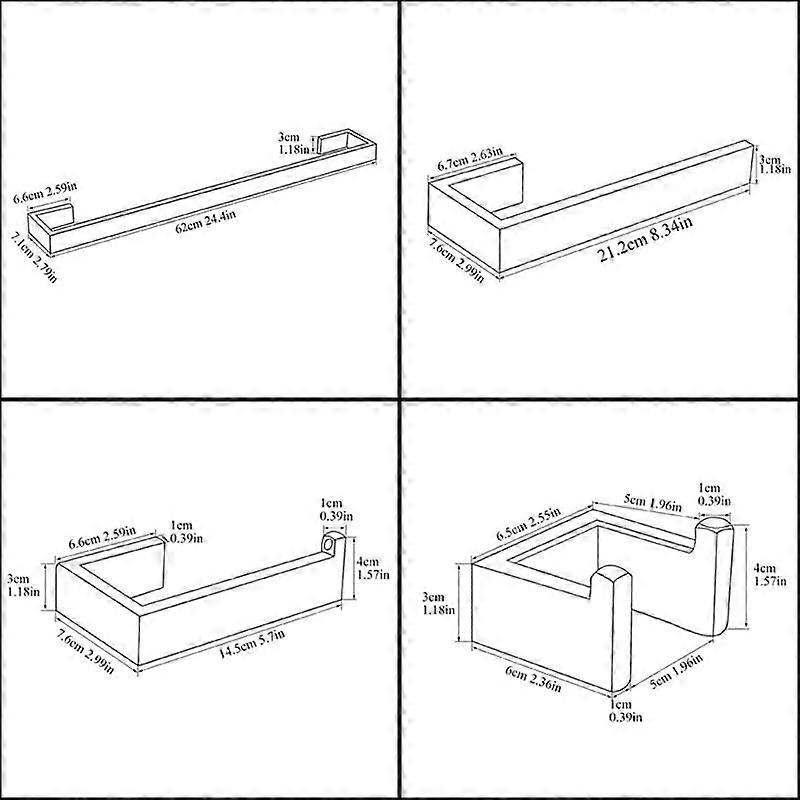 浴室ハードウェアセット黒いローブフックタオルレールバーラックバー棚ティッシュペーパーホルダー歯ブラシ