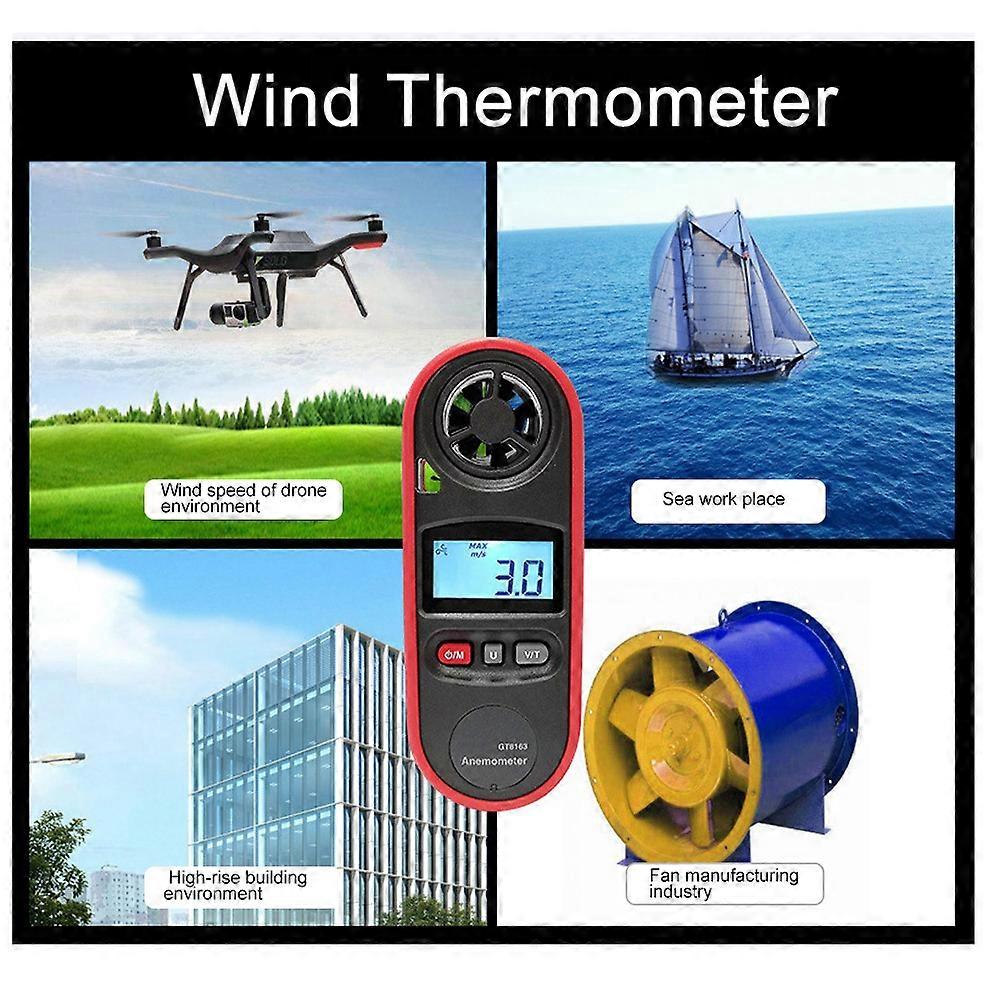 Digital Portable Handheld Anemometer Wind Speed Thermometer 12.4x4.8x1.9cm