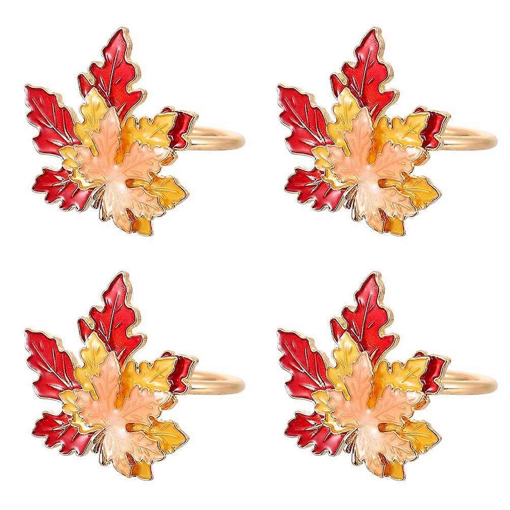 Thanksgiving Day Napkin Rings for Decor 4Pcs Assorted Color Alloy Holders