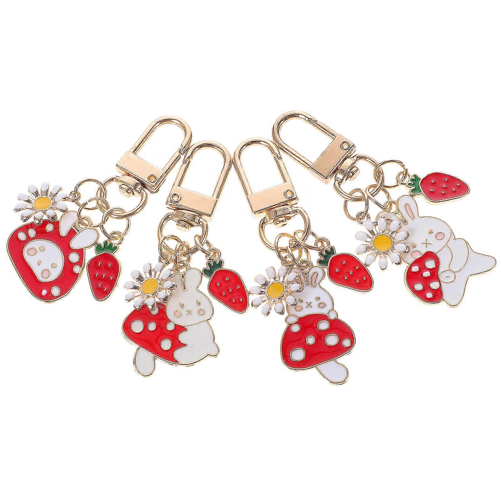 Creative Keychain Bunny Keychain for Decor 4Pcs Alloy Multi