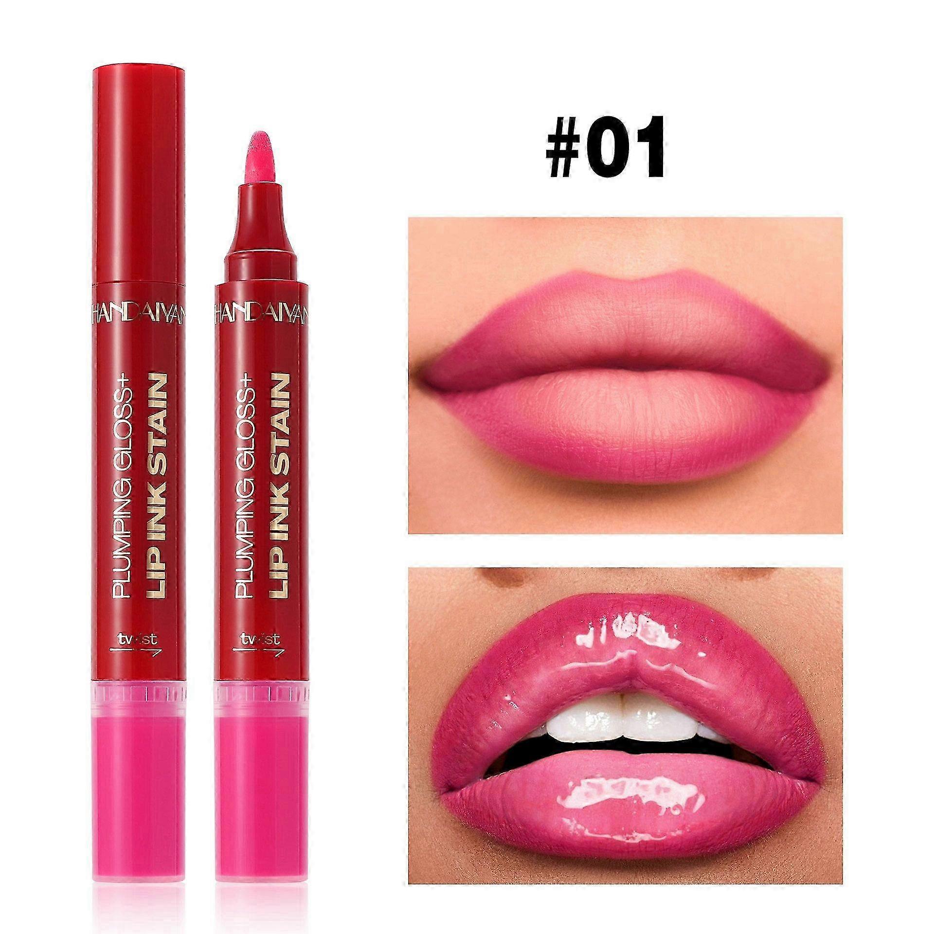 Double Lip Liner Semi-Permanent Waterproof Long Lasting Colour Marker Lip Plumper Ink High Pigment Liquid Lipstick Hold for 24 Hours Lip Makeup