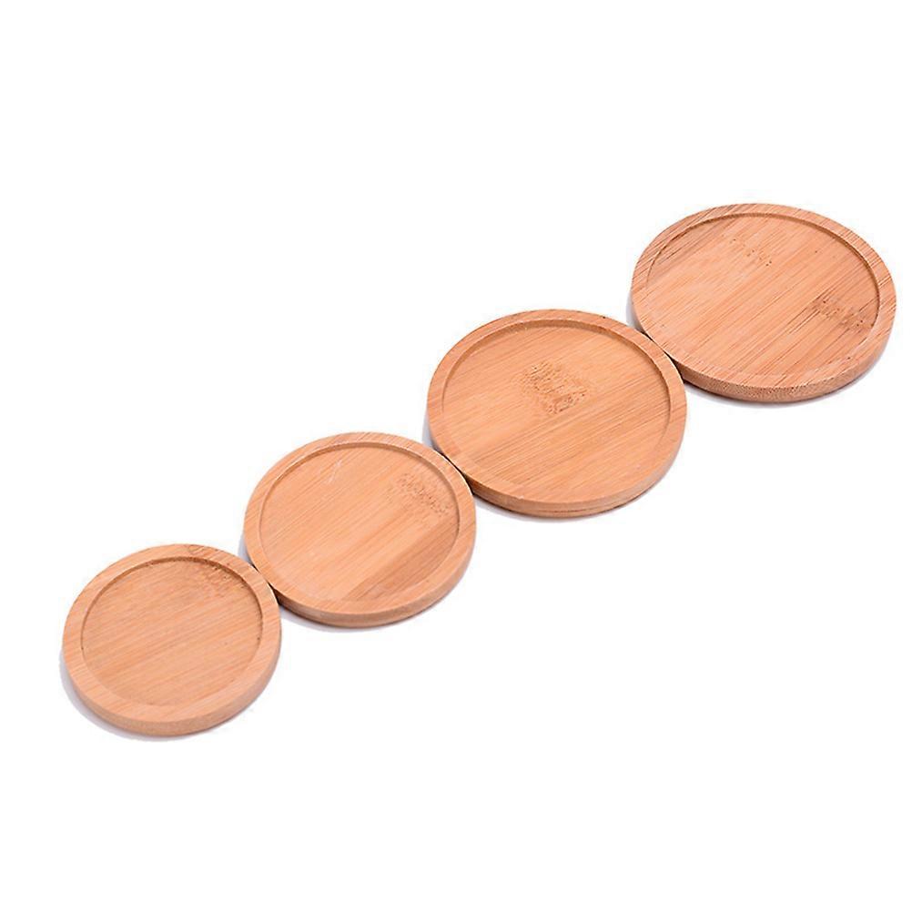 Planter Tray Bamboo Flowerpot Tray Flower Pot Accessory Square Round Khaki Bamboo Material Insulation 6Pcs