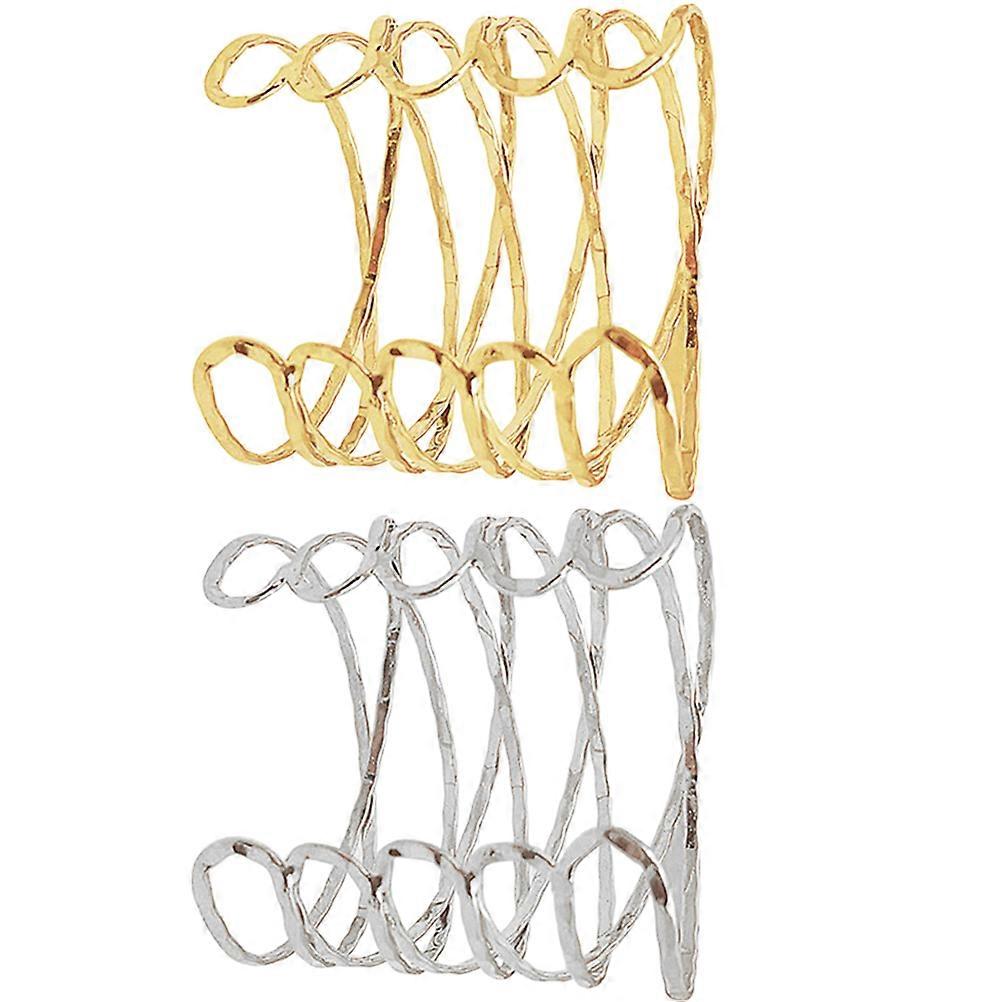 Wrist Cuffs Open Bracelet Banquet Parties Alloy Assorted Color Adjustable 2Pcs