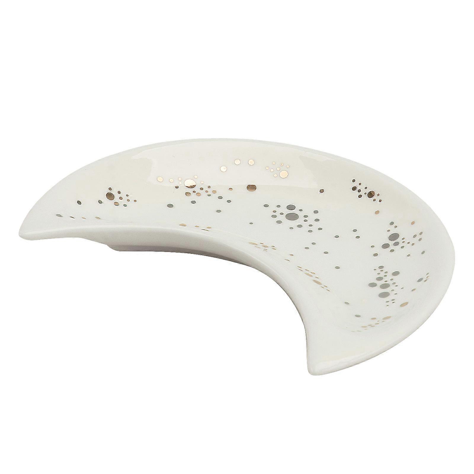 Ceramic Moon Plate Storage Tray Home Use White Ceramic Storage Tray 1Pack