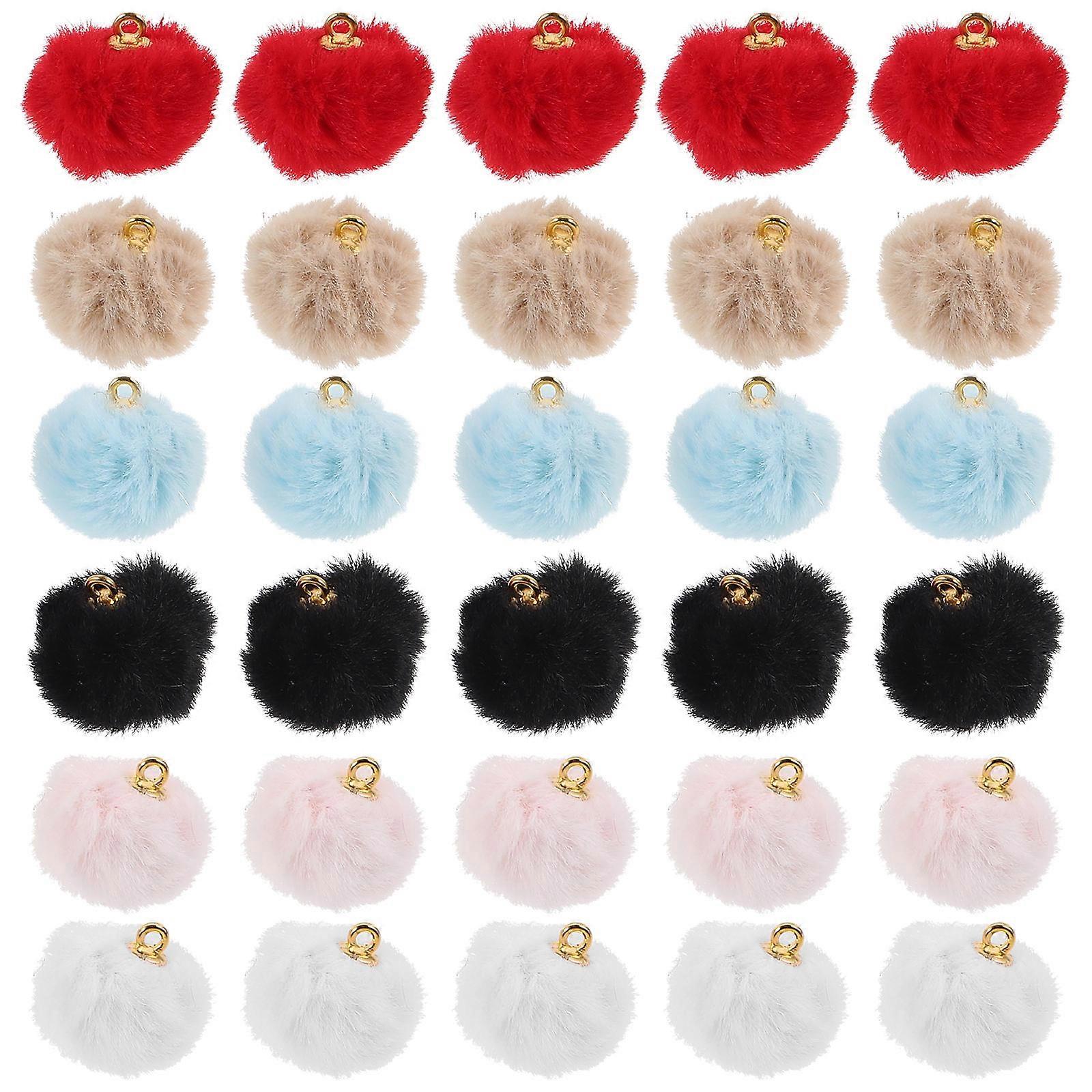 Colored Pom Poms for Crafts Round Fluffy Balls Multi Material for Craft Projects 30Pcs