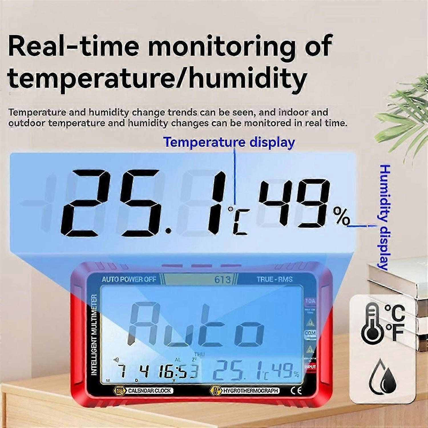 613 Smart Multimeter Real-Time Power-Off Measuring Tester AC/DC Ammeter Voltmeter 4000Count Digital