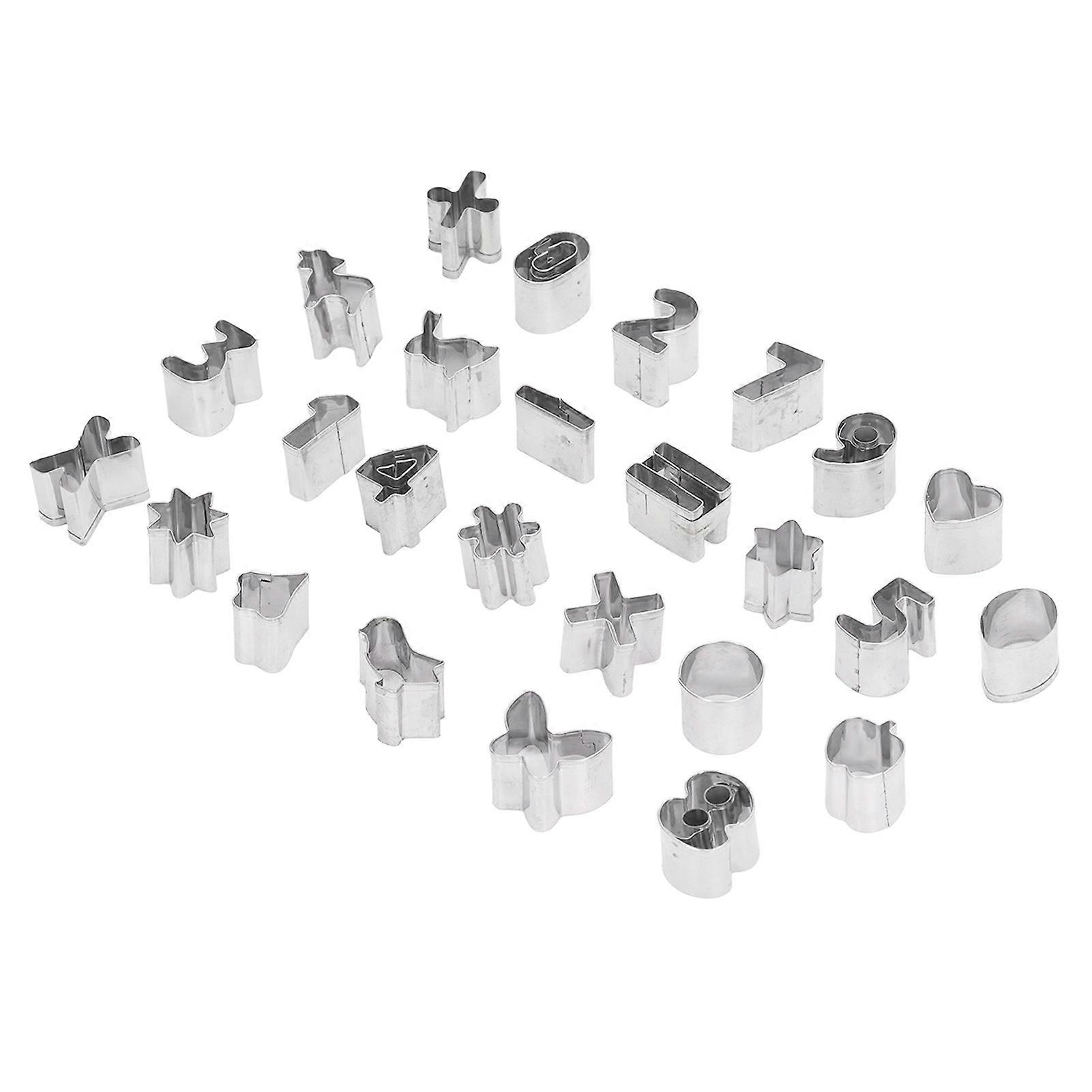 26Pcs Stainless Steel Biscuit Number Pattern Baking Mold Set