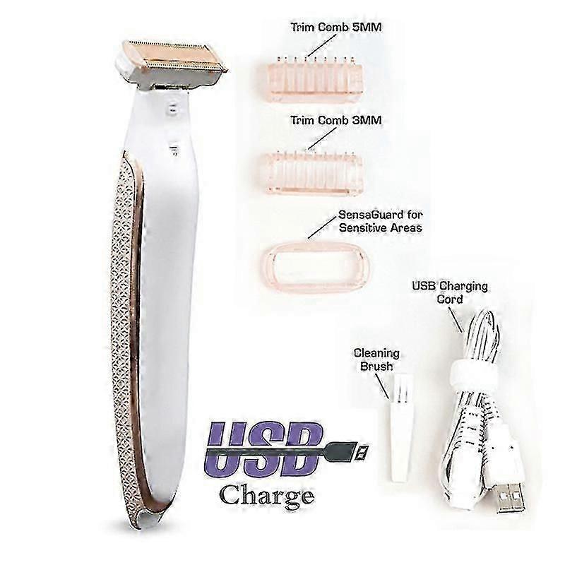 Rechargeable Ladies Shaver and Trimmer in White/Rose Gold - For Smooth and Flawless Body Care