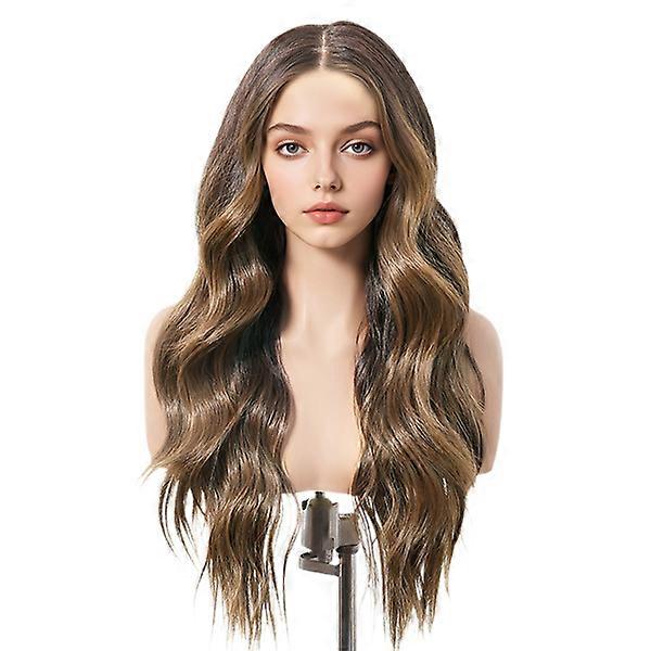 Natural Brown 13x6 Free Parting Wavy Lace Front Wig for Women – Heat-Resistant Synthetic with Natural Look
