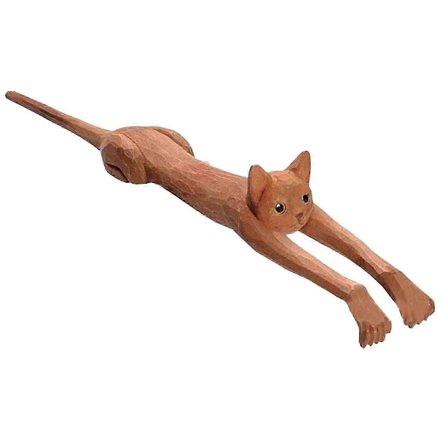 Creative Cat Shape Back Scratcher Long Handle Multi-purpose Wood Massage Stick for Home