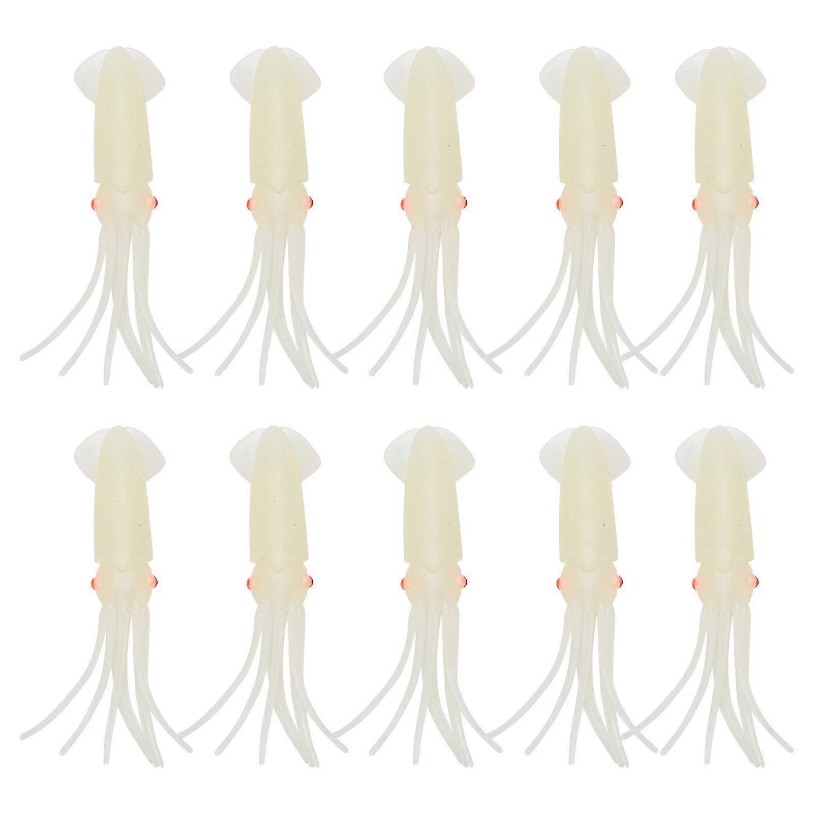 10Pcs Squid Fishing Lures Durable Sturdy Glowing Luminous Lifelike Soft Silicone Squid Bait12cm