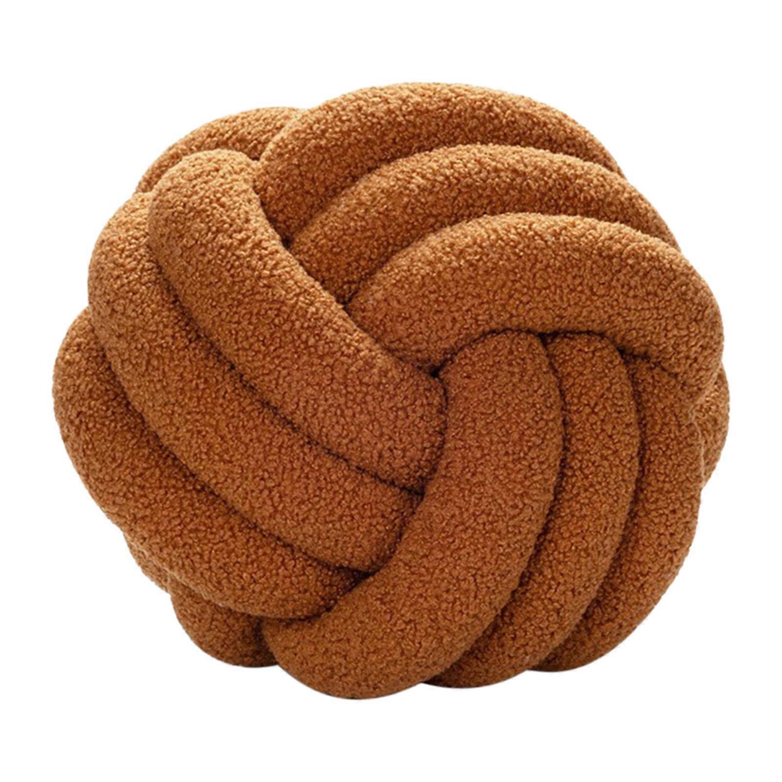 YOLOKE Knot Pillow Ball, Soft Home Decorative Pillows, Round Throw Pillow, Handmade Knotted Plush Pillow, Round Boucle Pillow Cushion(Brown)