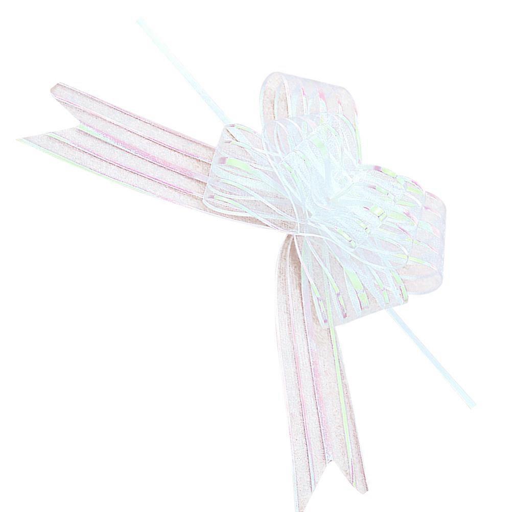 White Yarn Pull Bows Yarn Ball Hand Pull for Decoration 12Pcs