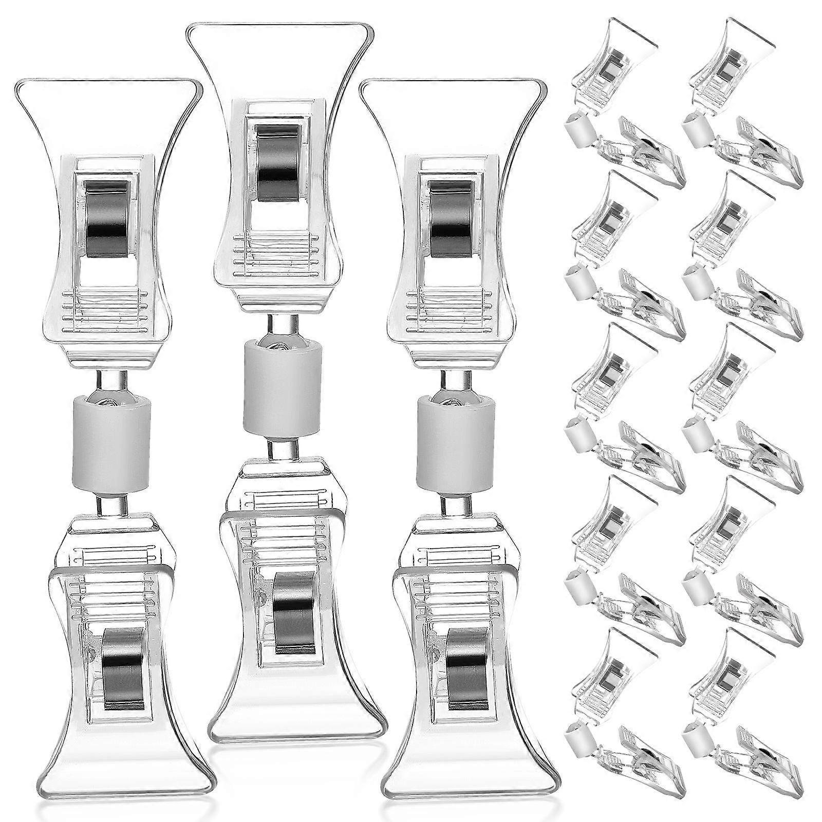 Merchandise Display Clips Double Sided Clips for Display 60Pcs Transparent Plastic