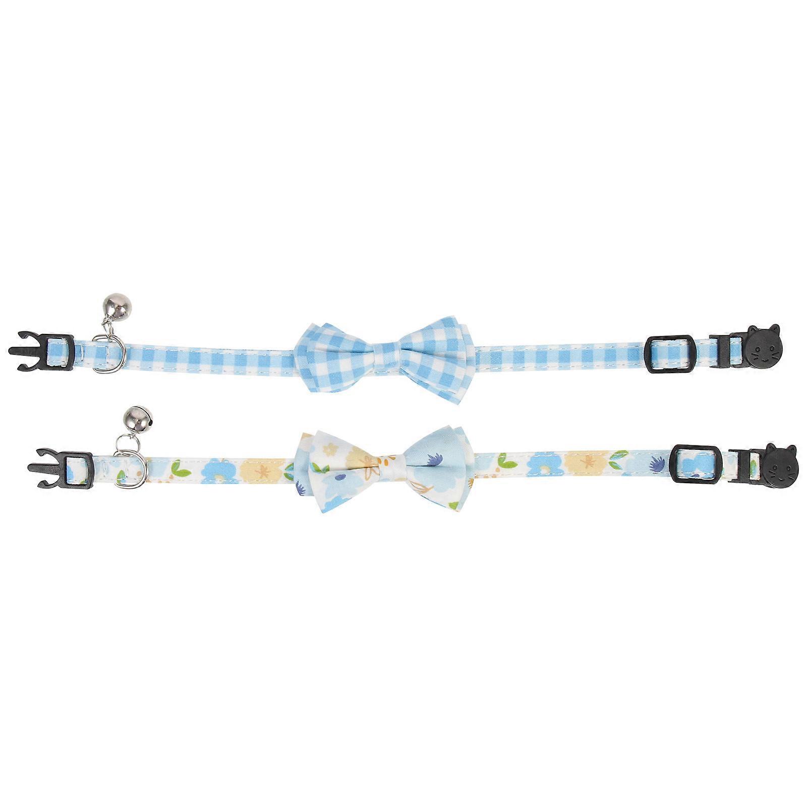 Cat Collar Decorative Kitten Collar with Bells for Reusable Use 2Pcs Set