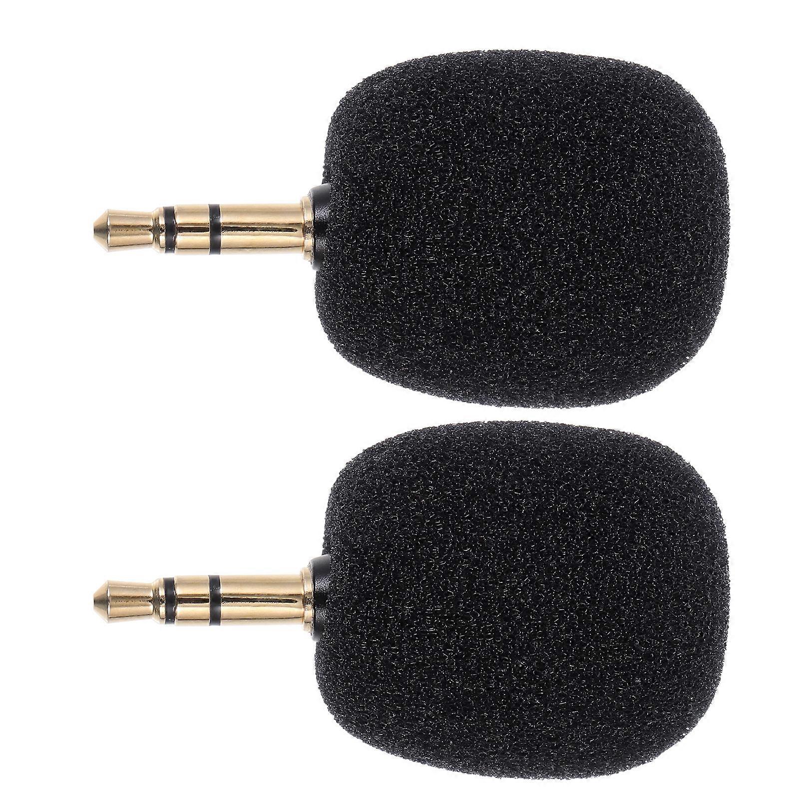 Recording Mini Microphones For Smartphone Indoor Use Black Cylindrical Wireless Communication 2Pcs