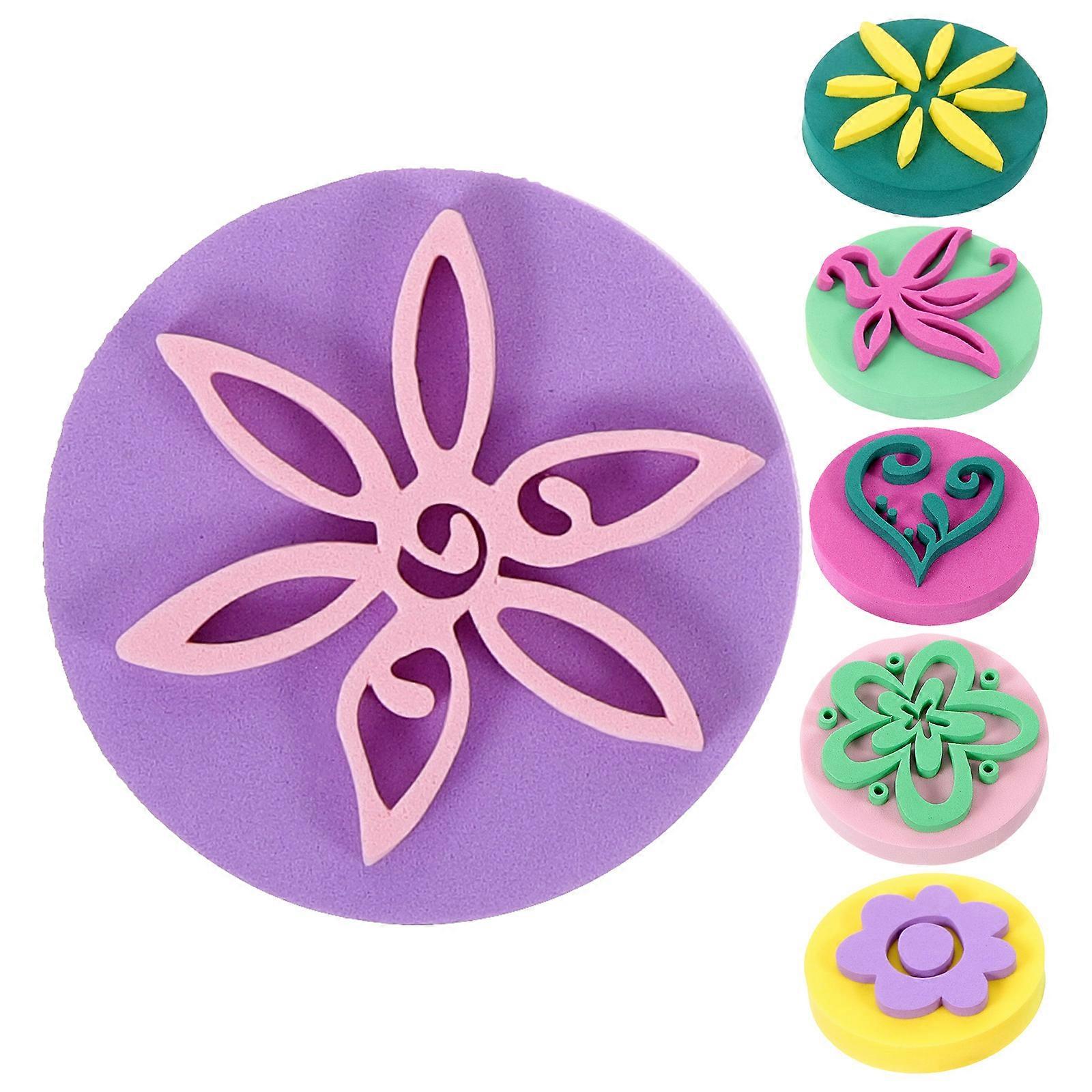 Assorted Color Painting Sponges 6Pcs Flower Patterns for Indoor Activities and Family Time Made of Eva