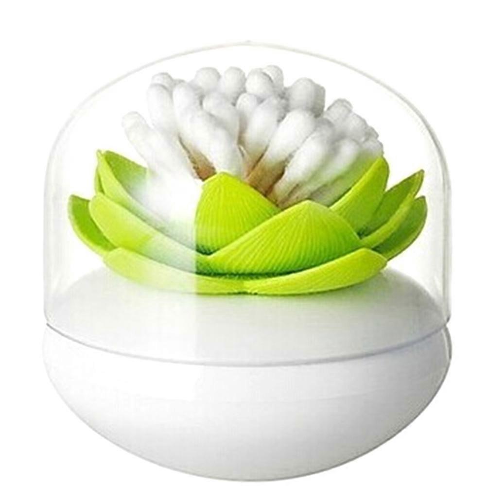 Cotton Swab Holder for Storage Lotus Shape Toothpick Holder Green