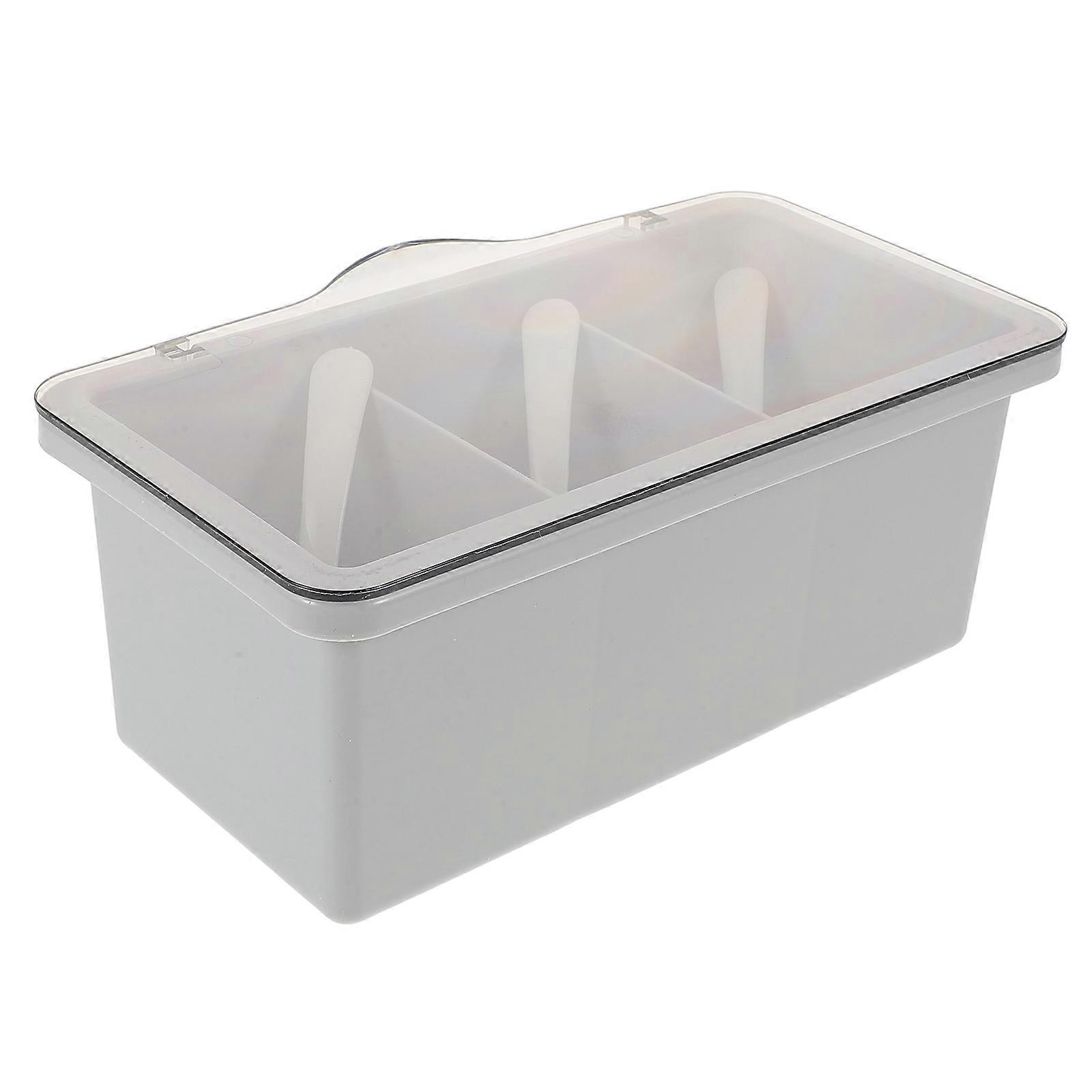 Multi-Compartment Seasoning Box with Lids for Kitchen 3-Pot Container