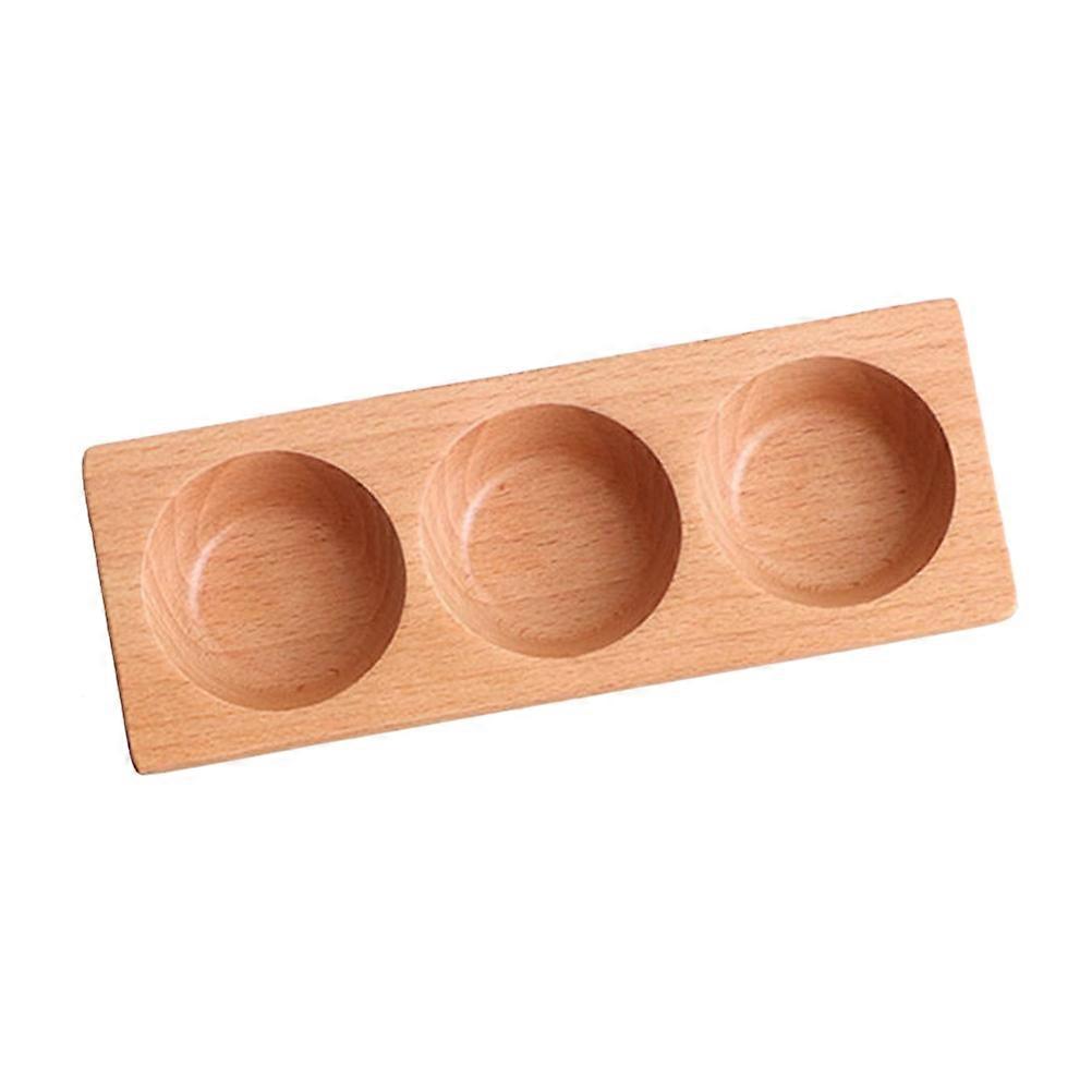 Wooden Dish for Snacks with 3 Grids for Appetizers Serving 2Pcs Set