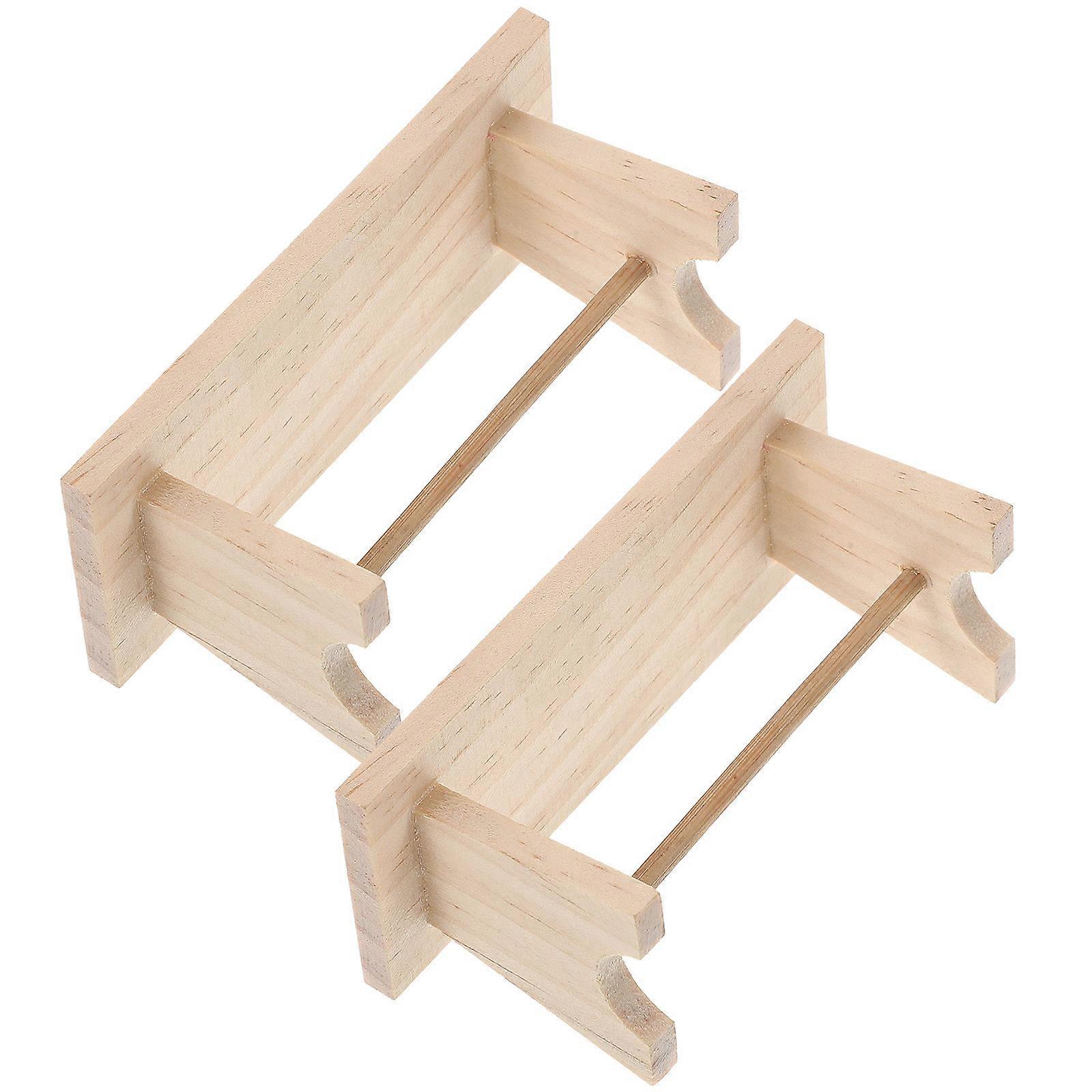 Miniature Table Decor 2Pcs Mini House Table Model Wooden Furniture Simulation 8X3.5X3.5CM Perfect for Collectors
