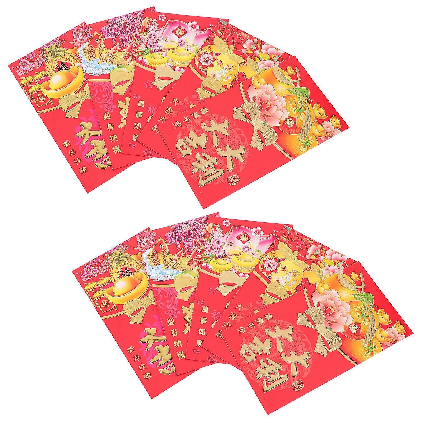 2024 Red Envelope Gift Giving 250 Pcs Storage Festive Human Occasion 16X9CM With Blessings
