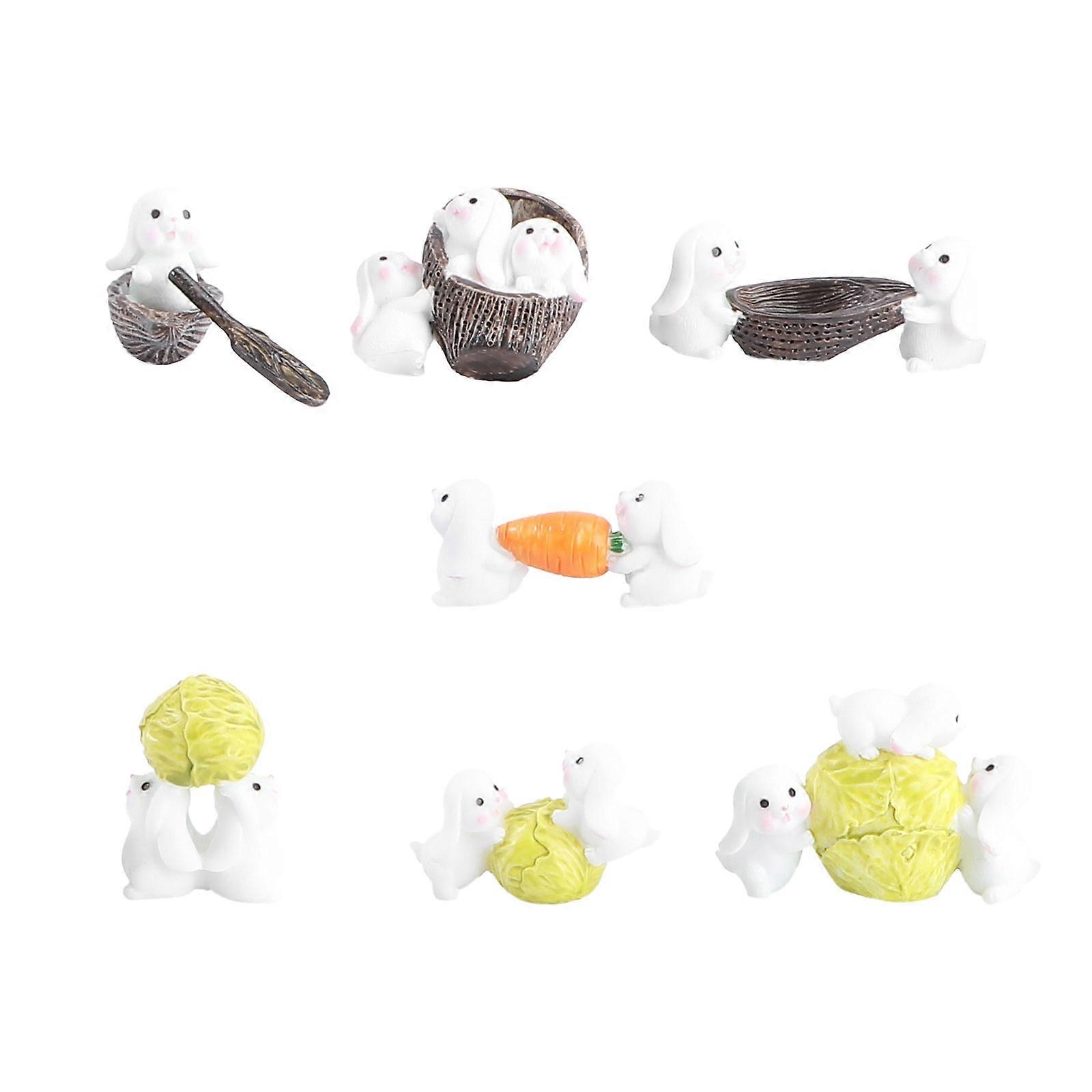 Assorted Color Rabbit Shape Micro Landscape Prop For Friends Mini Garden 7Pcs