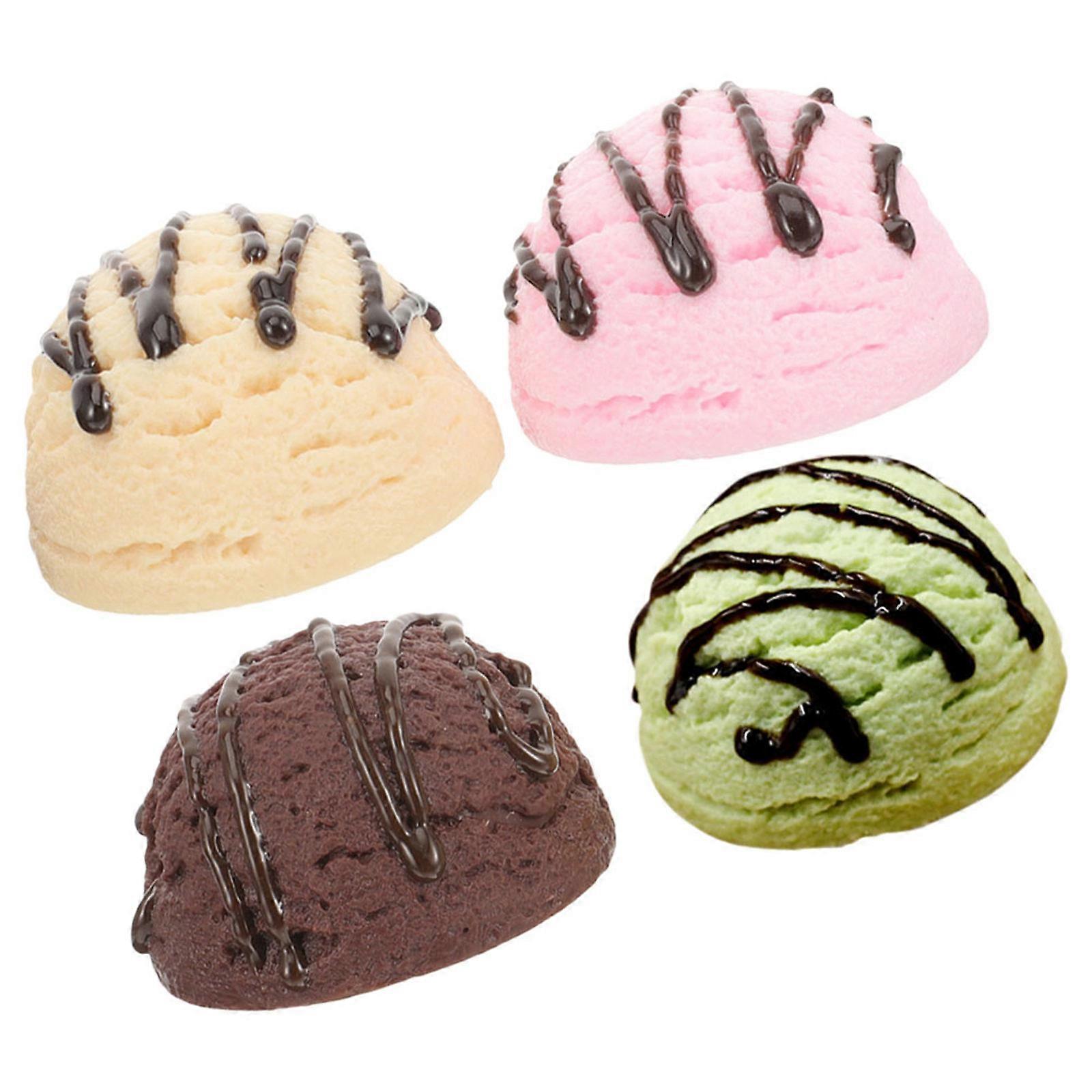 Colorful Realistic Fake Ice Cream Ice Cream Prop Event Organizers Assorted Color 5.70X5.70X3.50CM 4Pcs