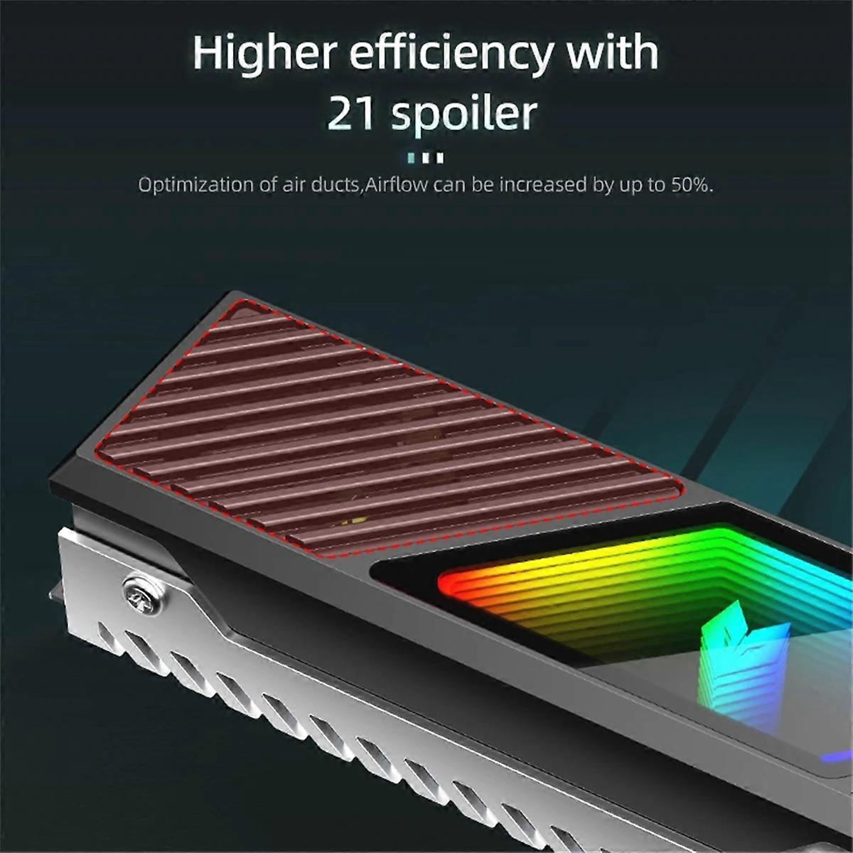 RGB M.2 2280 SSD Heatsink M.2 Radiator 5V 3 Pin ARGB Solid State Drive Cooler Built-in Fan Hard