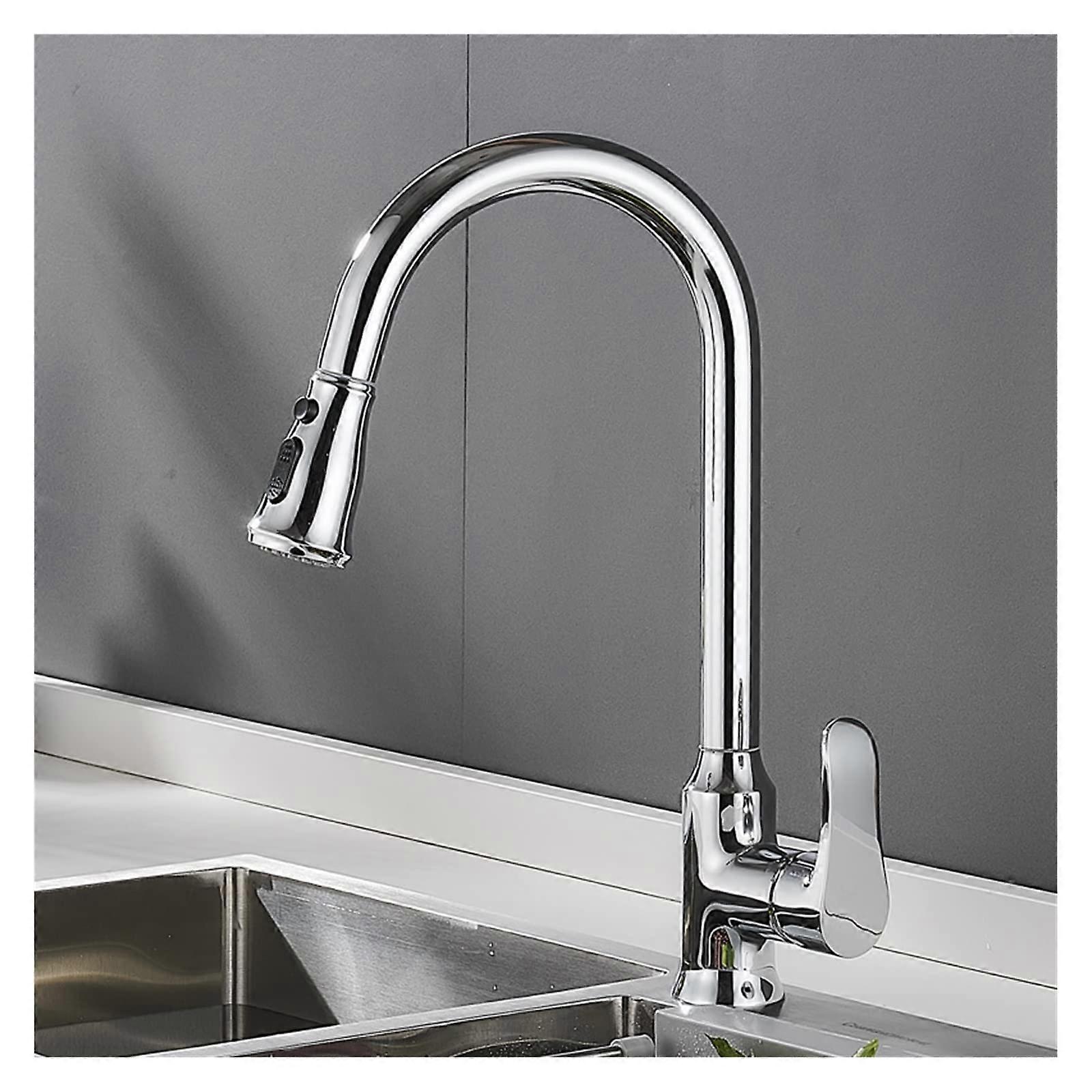 Chrome Kitchen Faucet 2Mode Hot Cold Mixer, Retractable PullDown, Rotatable Washbasin Sink Faucet Nickel Finish
