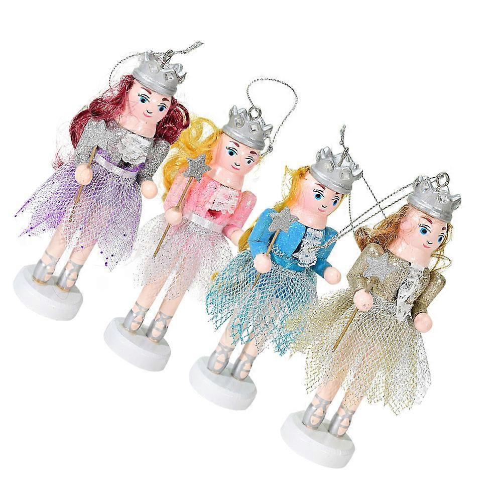 Mini Nutcracker Figures 4Pcs Wood Craft Nutcracker Puppet Engaging Decorative Outdoor Decor for Women