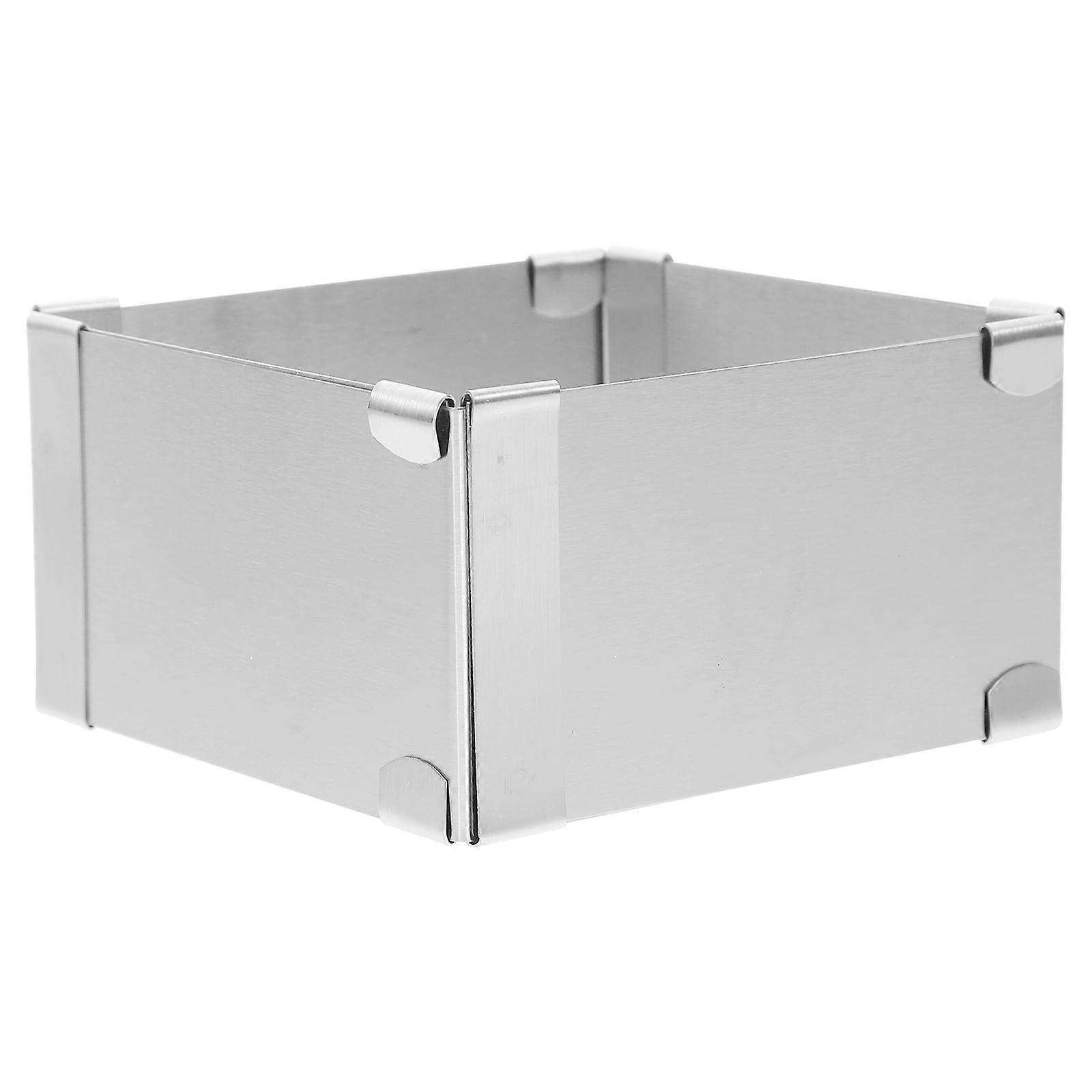 Silver Square Mousse Mold Stainless Steel for Cutting Use 2Pcs Cake Ring