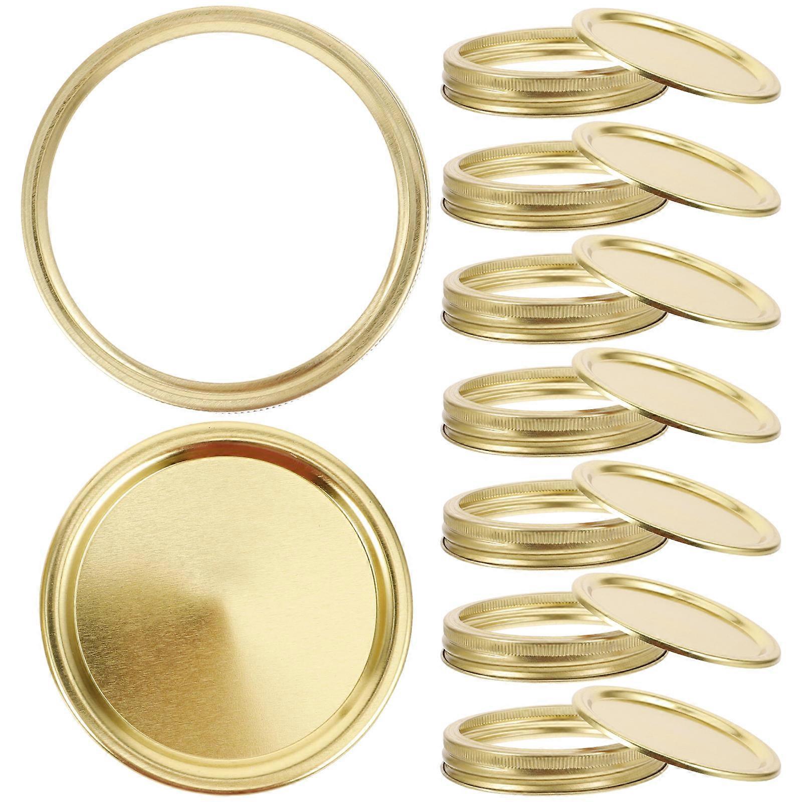 Leak-Proof Metal Jar Lids Replacement 60 Sealing Lids For Food Preservation Containers 8.50X8.50X1.50CM Golden Color Round Shape
