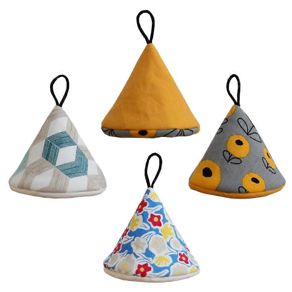 Pot Handle Covers 4Pcs Assorted Color Japanese Style Heat Resistant Triangle Hat Shape for Kitchen Use