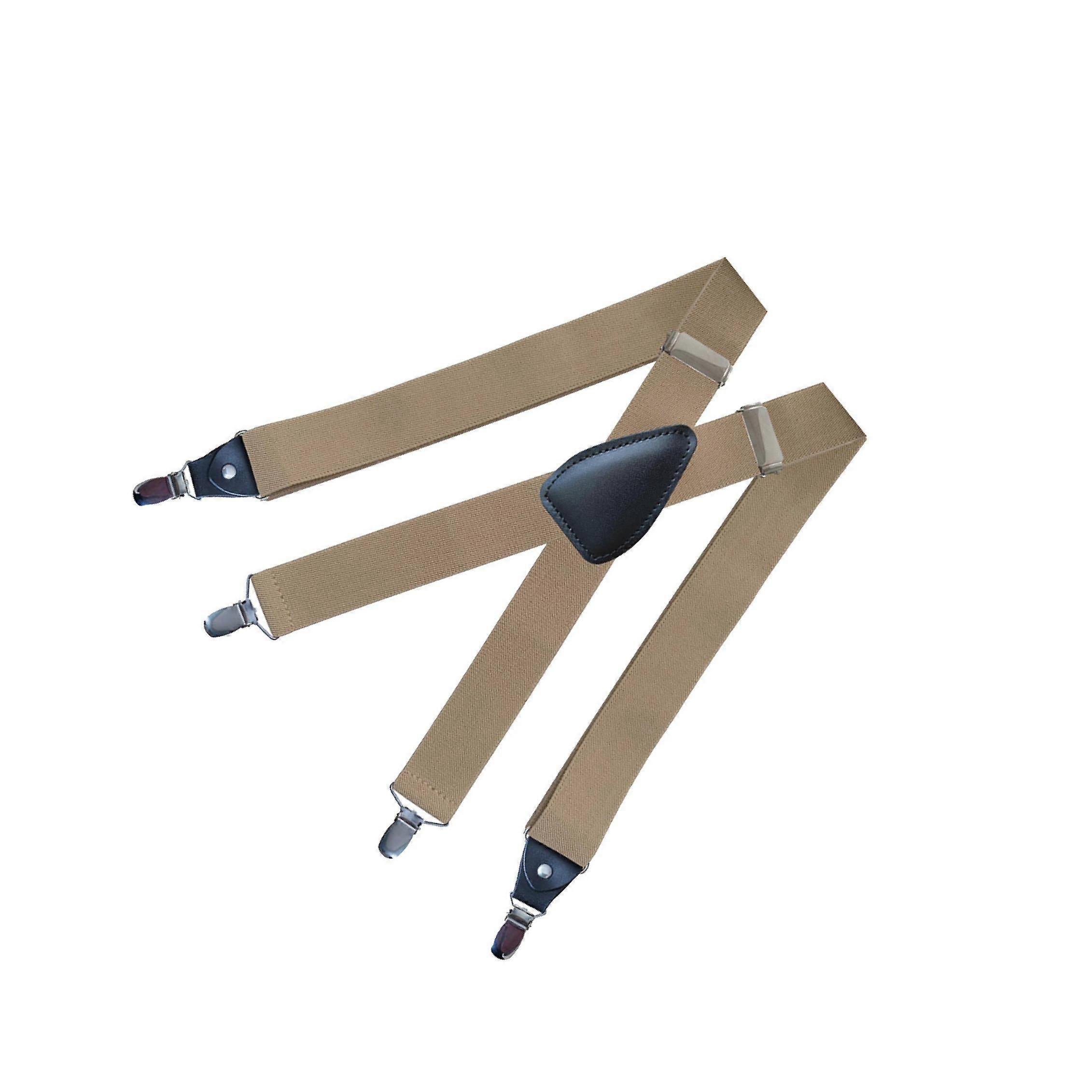 Men's Suspenders Elastic Straps Solid Heavy Duty 4 Clips Adjustable Unisex