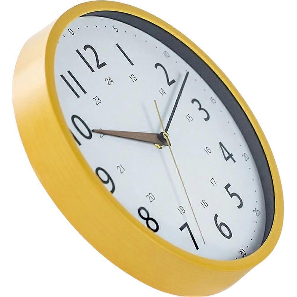 Round Wall Clock Silent Non-Ticking Wooden Hanging Clock 2Pcs Set