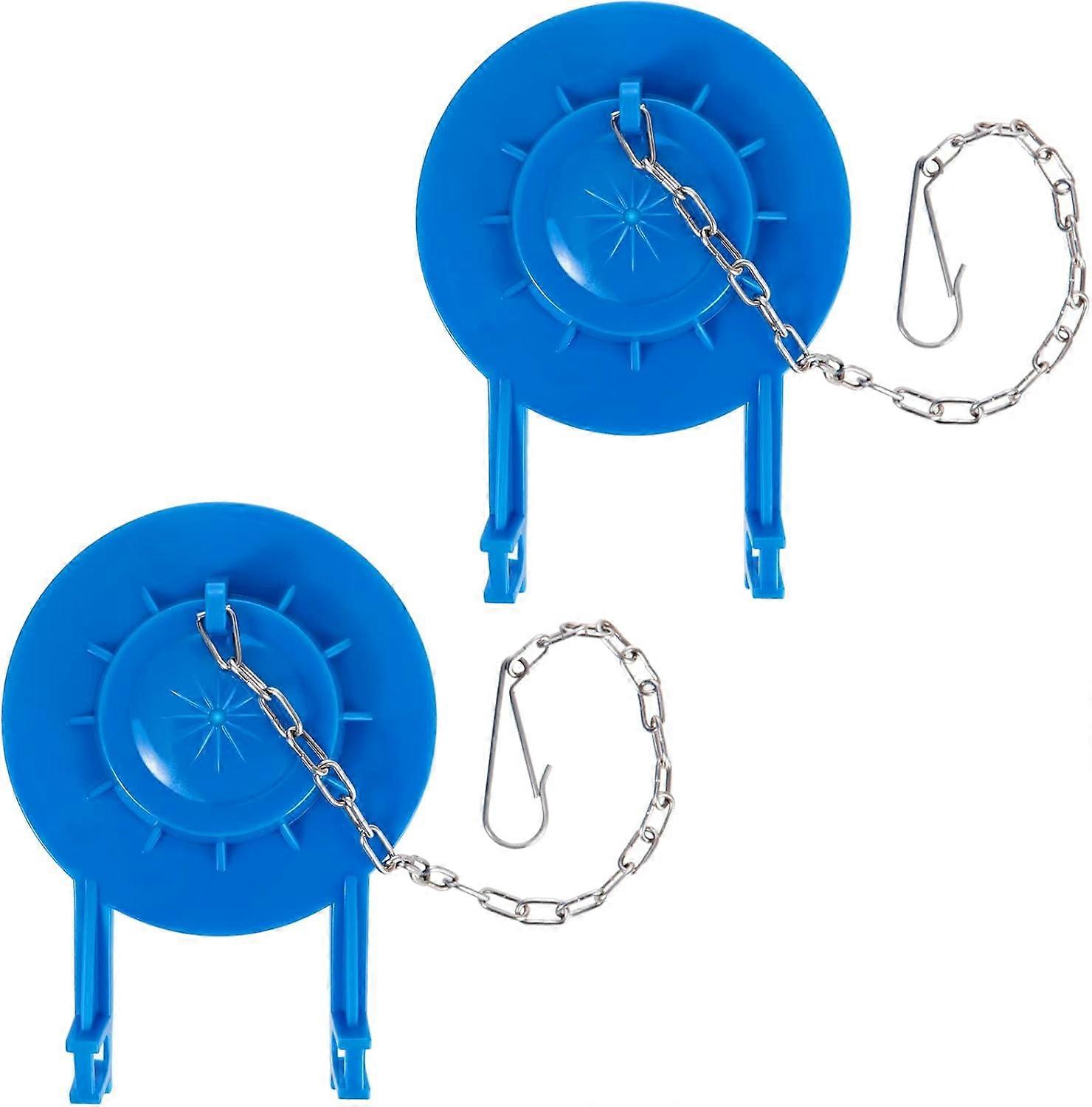 Toilet Flapper Replacement Kit, 2 Pack, Universal for American Standard 2 inch, with Stainless Steel Chain, Easy Install (Blue)