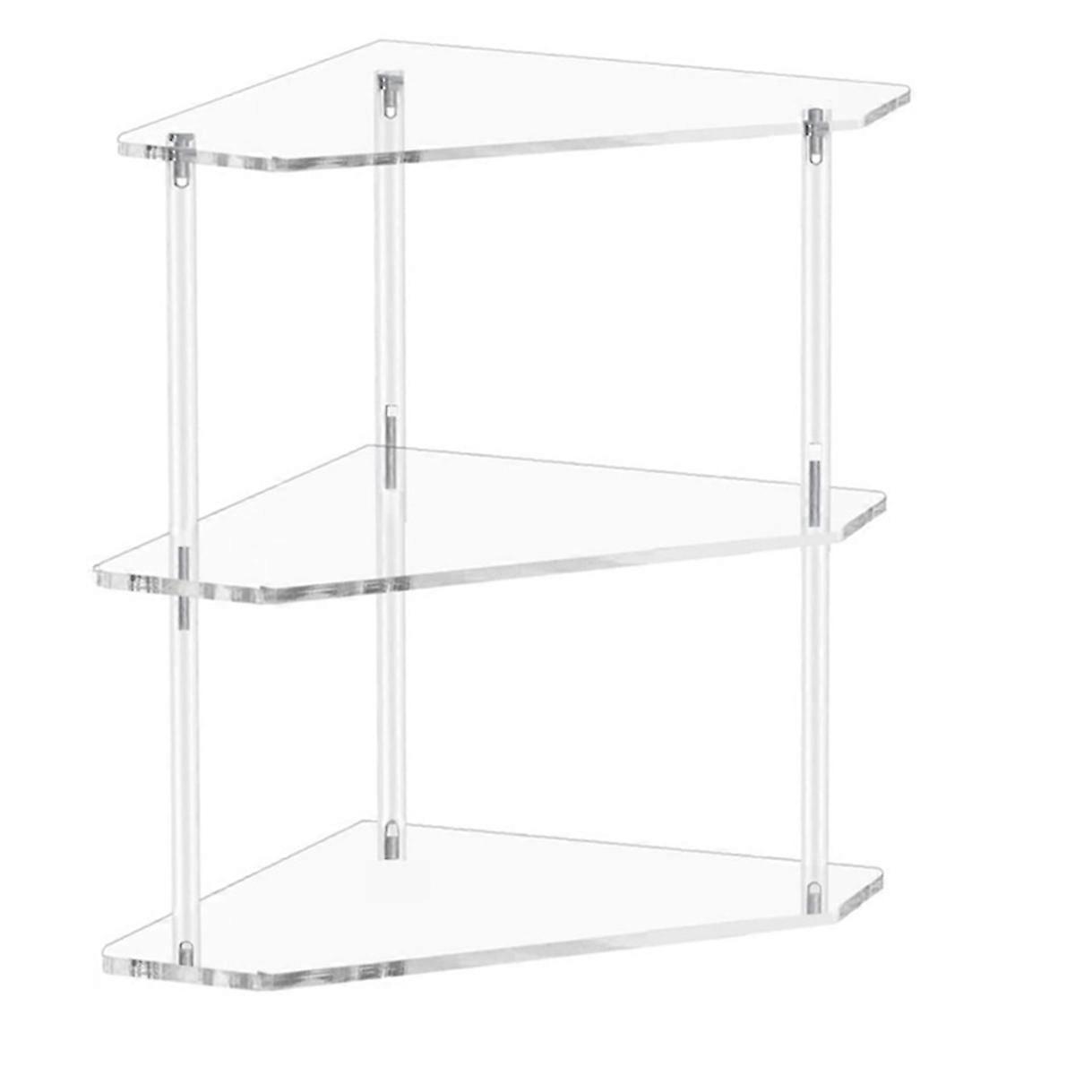 Acrylic Triangle End Table - 3 Tier Corner Side Table - Small Corner Table for Living Room, Bedroom, Bathroom