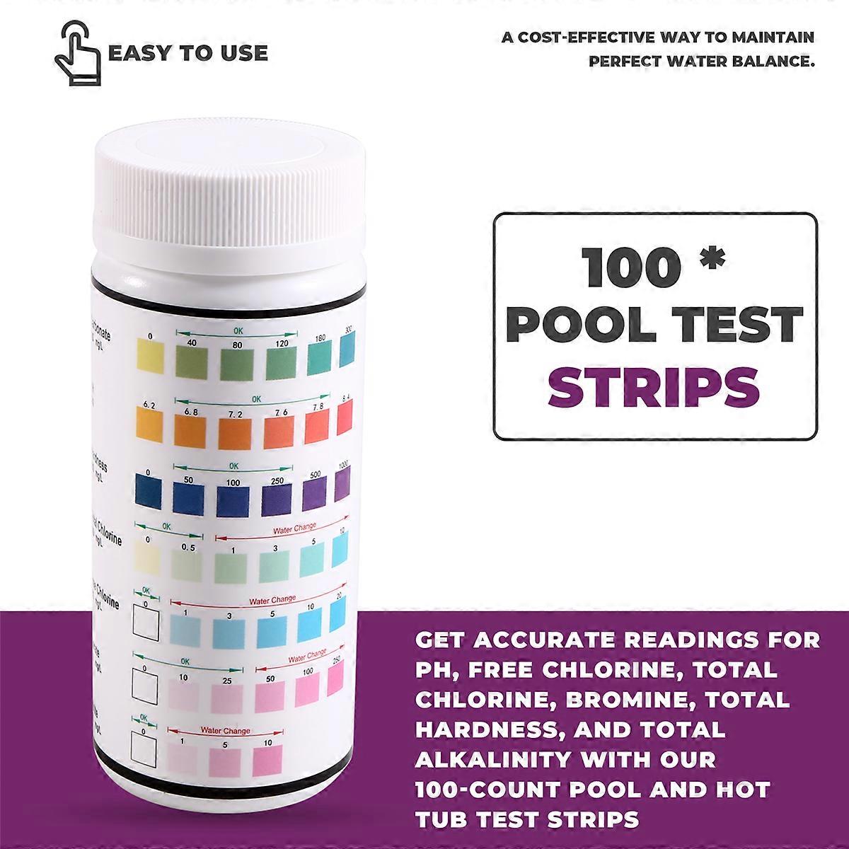  Pool Test Strips - 100 Count - Accurate Water Testing Kit