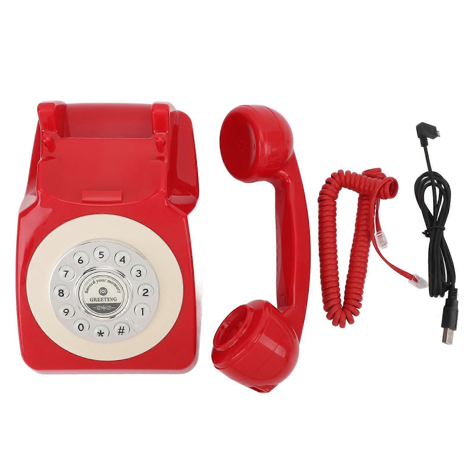 Audio Guest Book Phone Clear Sound Convenient Use Audio Message Recording Telephone for Wedding Event Birthday Party Red