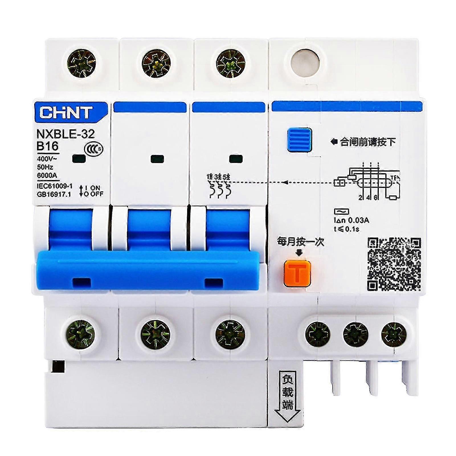 Chint Nxble-32 3p 300ma 6ka B6 نوع قاطع الدائرة المتبقي الذي يعمل بالتيار