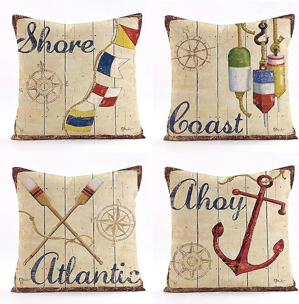 Nautical Cushion Cover Ship Wheel Pattern Decorative Pillowcase