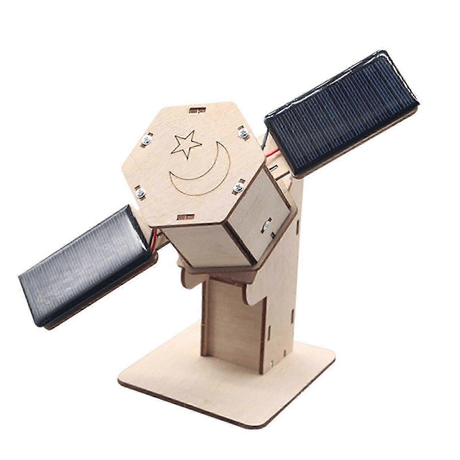 25-26 Kids 3D Wooden Puzzles Solar Power STEM Toy DIY Space Satellite Model Craft Educational Science Building Kit
