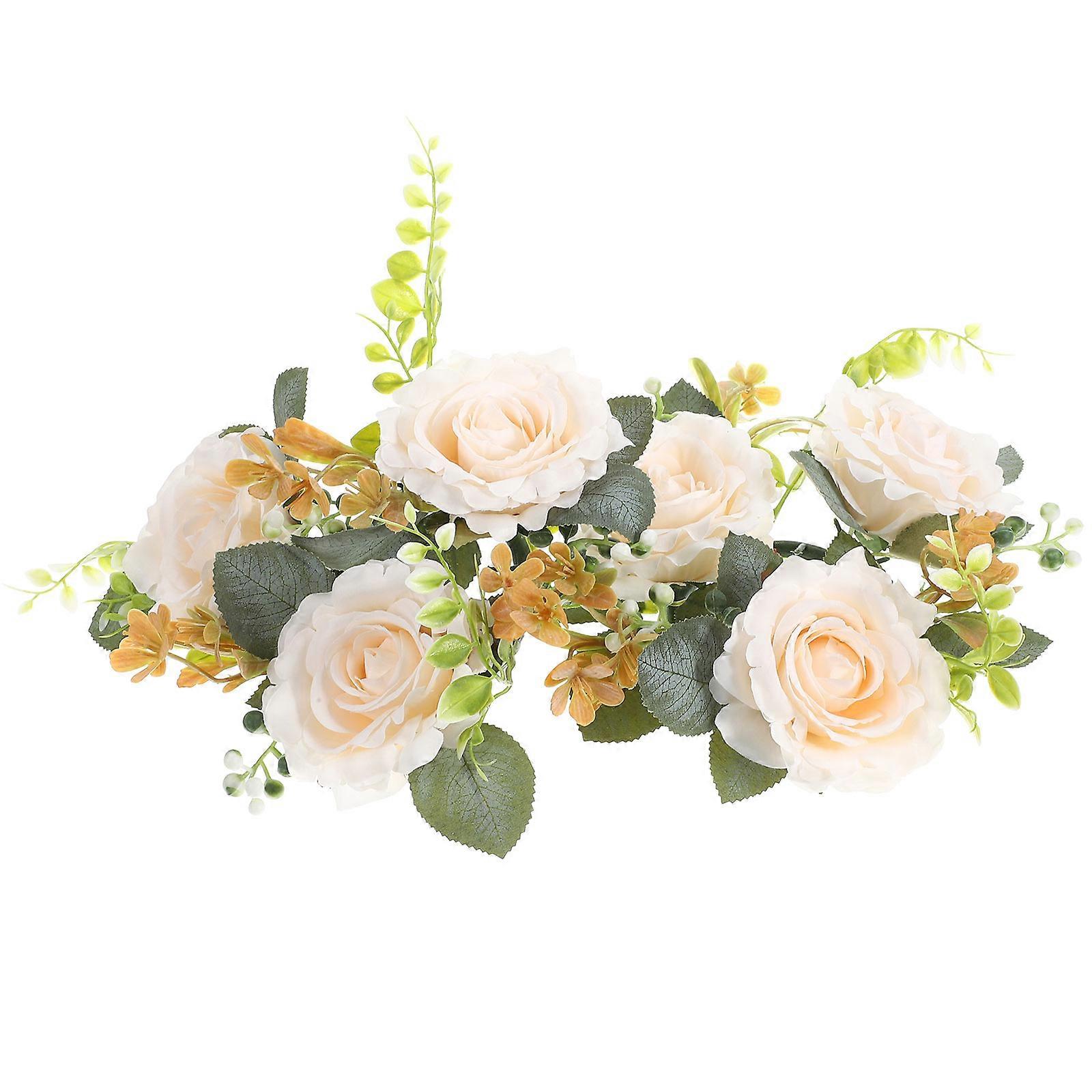 Artificial Rose Candle Ring Table Centerpiece for Home 8Pcs