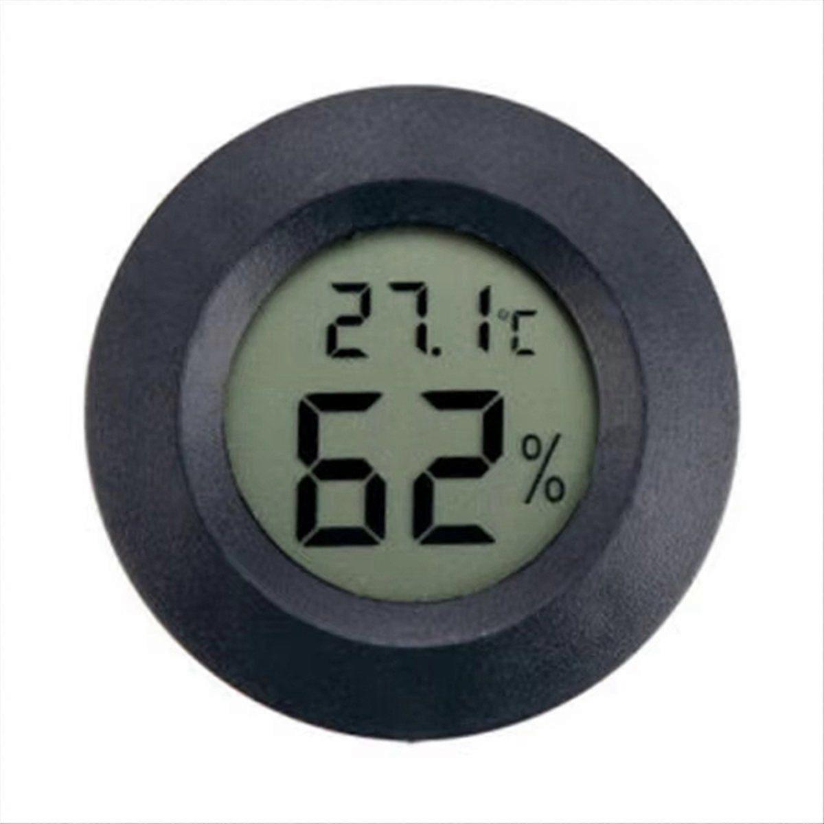 Thermometer Hygrometer Mini Round LCD Digital Tester Sensor Black