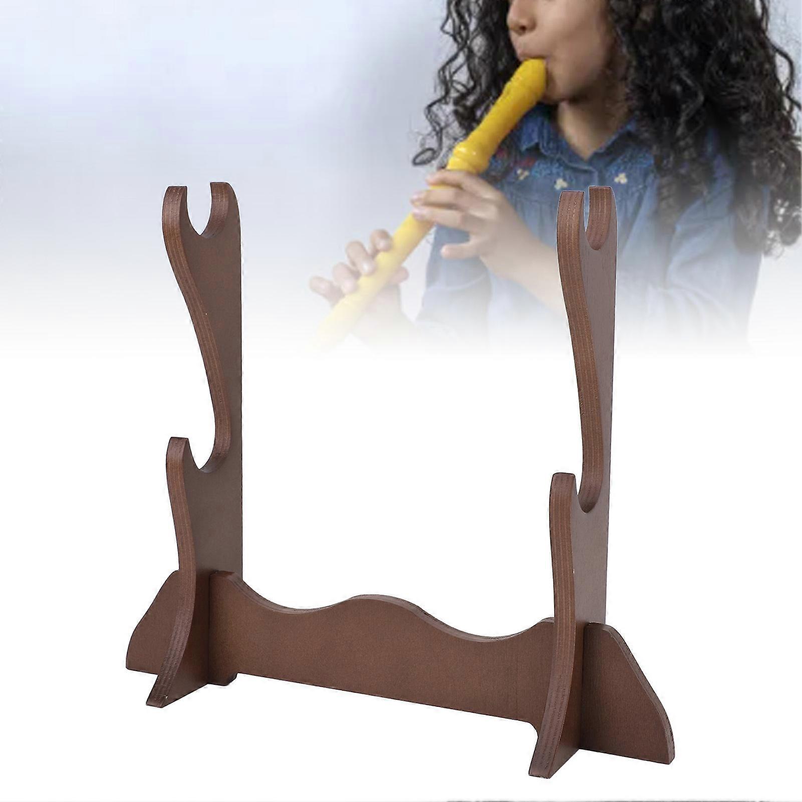 Desktop Flute Stand 2-Layer Bamboo Rack for Wind Instruments