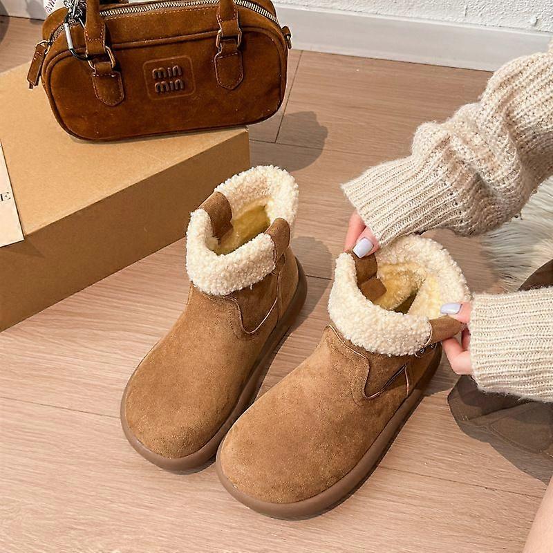 Boots Women's Furry Snow Boots Plush Fleece Lined Shoes