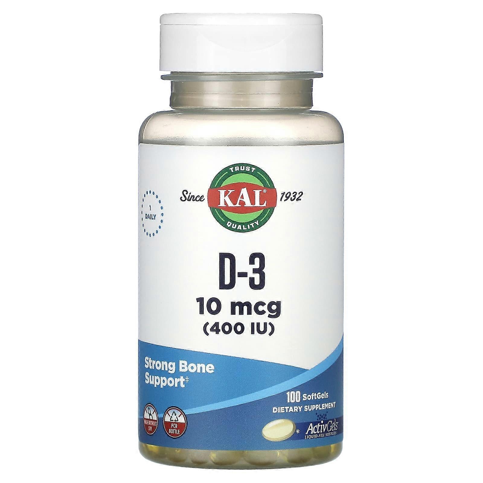 D-3, 10 mcg (400 IU), 100 Softgels