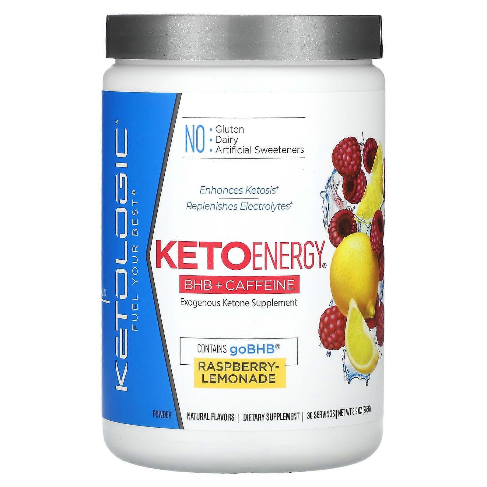 Keto Energy, BHB + Caffeine, Raspberry-Lemonade, 8.9 oz (255 g)