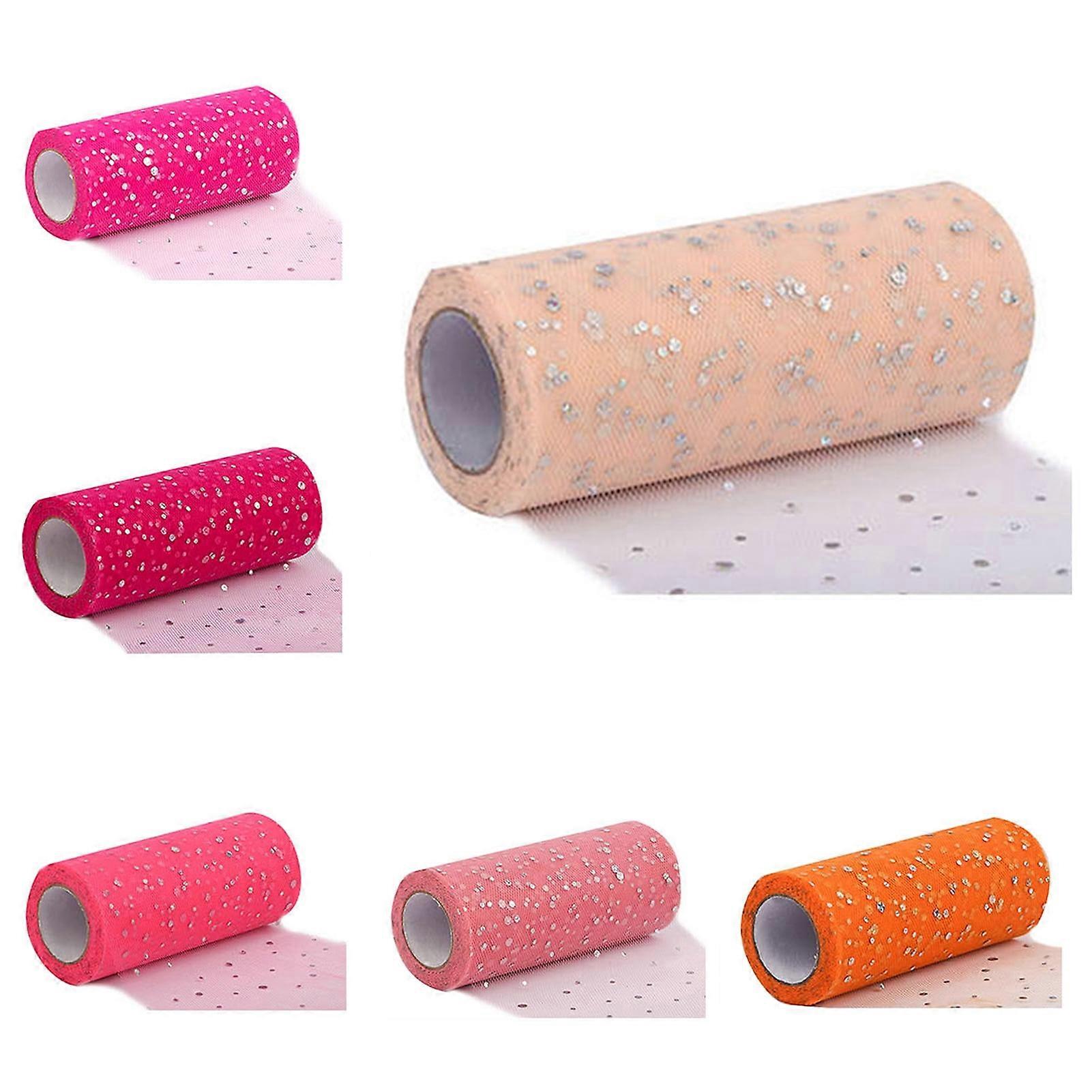 SUSUchens 1 Roll Glitter Trimming Tulle Roll No Odor Net Yarn Wreath Decorations Sheer Ribbon for Indoor